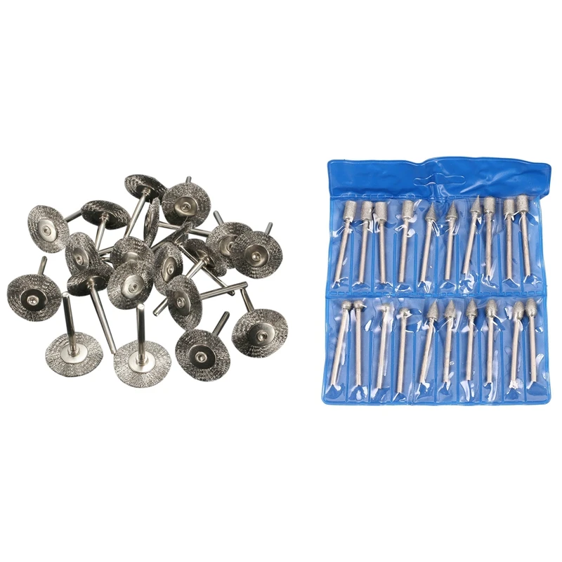 20Pcs 3Mm Shank Diamond Grinding Burr Drill Bits Sets Kits With 20Pcs Stainless Steel Wire Wheel Brush Cleaner Polishing
20Pcs 3Mm Shank Diamond Grinding Burr Drill Bits Sets Kits With 20Pcs Stainless Steel Wire Wheel Brush Cleaner Polishing