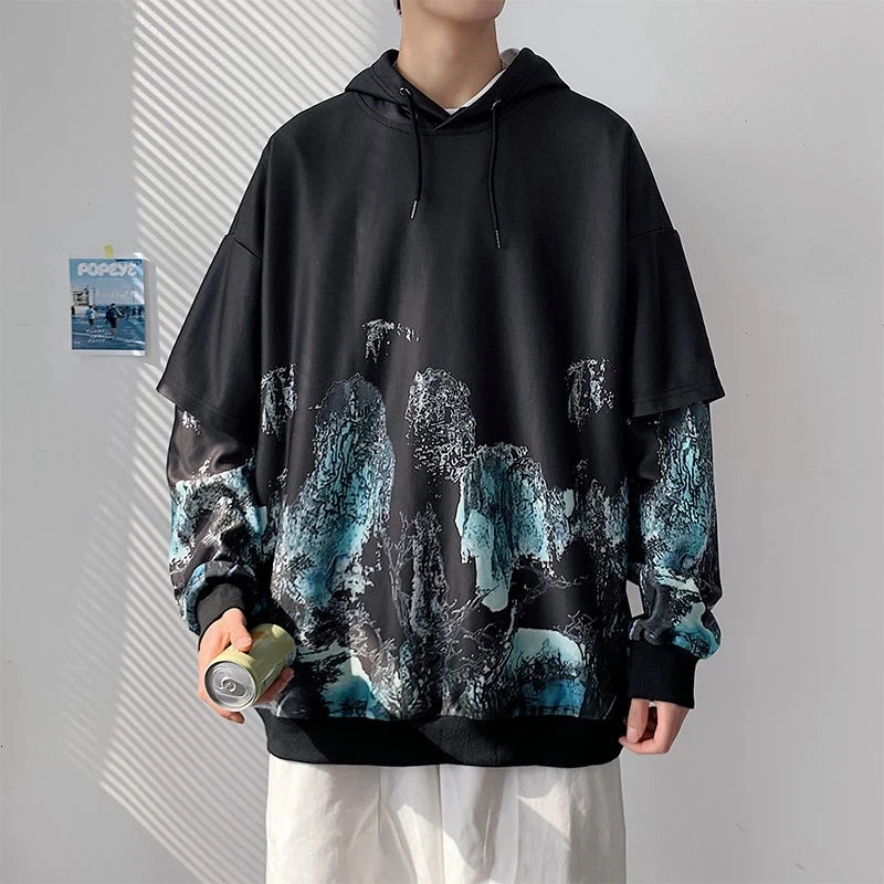 Chinese Style Graphic Pattern Print Fake Two Sets Oversize Men Hoodie Vintage Male Hooded Sweatshirt Fashion Men's Clothing
Chinese Style Graphic Pattern Print Fake Two Sets Oversize Men Hoodie Vintage Male Hooded Sweatshirt Fashion Men's Clothing