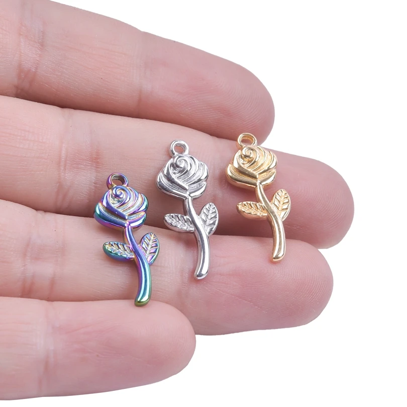 5pcs/Lot Gothic Rose Plant Flower Leaves Rainbow Gold Color Charm Stainless Steel Fashion Pendant For DIY Handmade Jewelry Parts
5pcs/Lot Gothic Rose Plant Flower Leaves Rainbow Gold Color Charm Stainless Steel Fashion Pendant For DIY Handmade Jewelry Parts