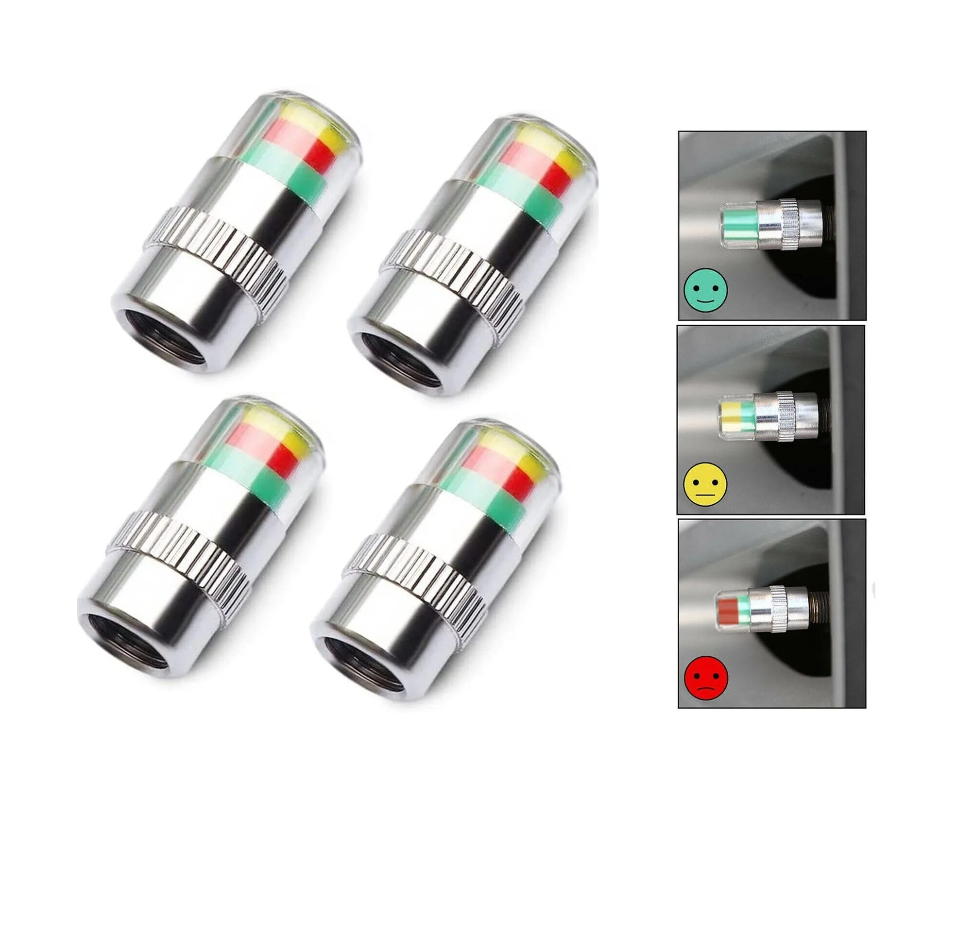 4 Pcs Car Tire Pressure Monitoring Valve Cover Lightweight Air Cap Sensor Indicator 3 Color Portable Automatic Valve Cover
4 Pcs Car Tire Pressure Monitoring Valve Cover Lightweight Air Cap Sensor Indicator 3 Color Portable Automatic Valve Cover