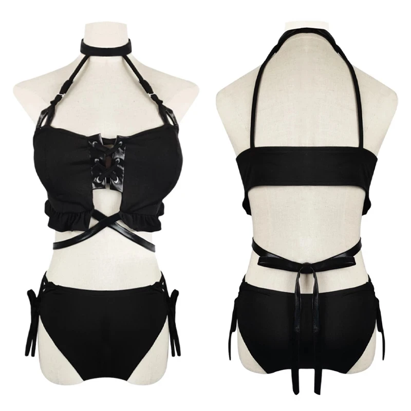 Lolita Girls Anime Misa Amane Cosplay Costume Two-Piece Swimsuit Sexy Halter Cross Rope Bathing Suit Set for Women Girls Summer
Lolita Girls Anime Misa Amane Cosplay Costume Two-Piece Swimsuit Sexy Halter Cross Rope Bathing Suit Set for Women Girls Summer