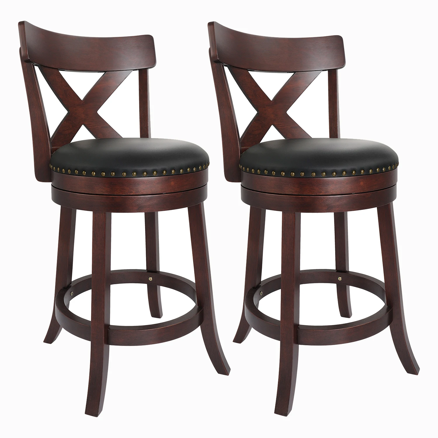 

Деревянные барные стулья в стиле ретро, вращающийся стул из мягкой кожи, для бара, столовой, кухни, с перекрестной спинкой