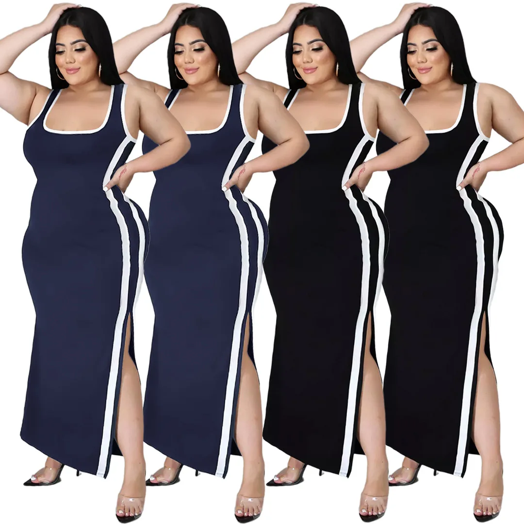 AP6282 European and American women's summer fashion sexy square neck tied vest fat woman split dress female
AP6282 European and American women's summer fashion sexy square neck tied vest fat woman split dress female
