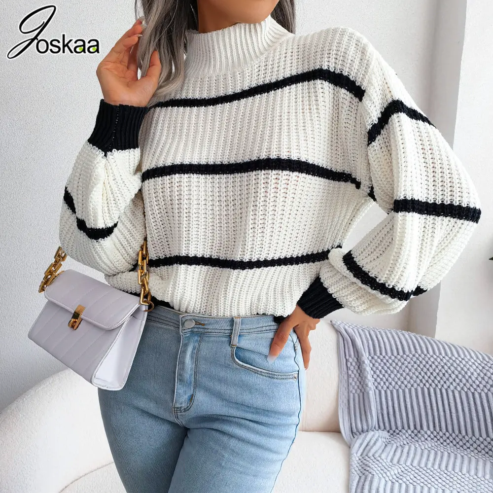 Joskaa Stripe Patchwork Knit Sweater Women Casual Half High Collar Long Sleeve Loose Pullovers Fall 2022 Fashion Tops Streetwear
Joskaa Stripe Patchwork Knit Sweater Women Casual Half High Collar Long Sleeve Loose Pullovers Fall 2022 Fashion Tops Streetwear