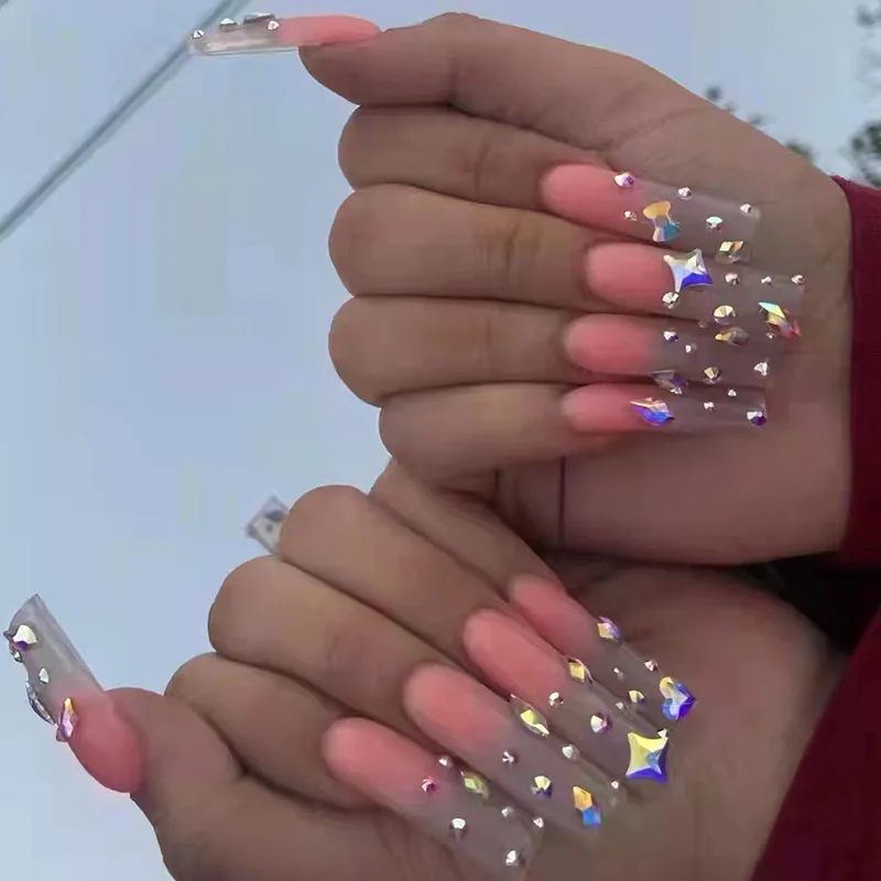 Gradient Diamonds Girl Nail Art Wearable Press On Fake Nails Tips 24pcs/box False Nails With Wearing Tools As Gift
Gradient Diamonds Girl Nail Art Wearable Press On Fake Nails Tips 24pcs/box False Nails With Wearing Tools As Gift