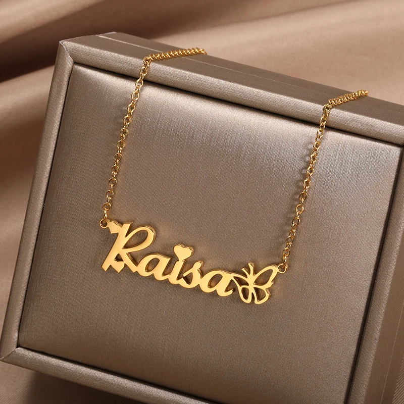 Custom Name Necklaces For Women Personalized Name Necklace With Heart Butterfly Choker Stainlesss Steel Christmas Jewelry Bff 
Custom Name Necklaces For Women Personalized Name Necklace With Heart Butterfly Choker Stainlesss Steel Christmas Jewelry Bff