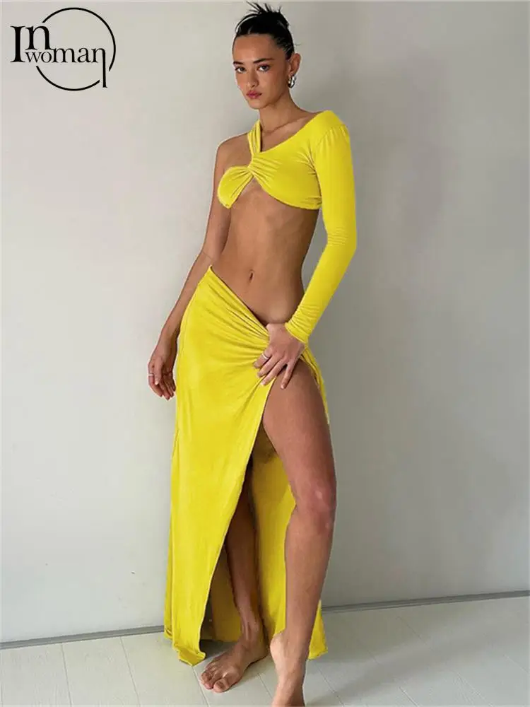 Inwoman Sexy Yellow Asymmetry Bodycon 2 Two Piece Skirt Set Night Club For Women 2023 Autumn White Crop Top Maxi Slip Skirts Set
Inwoman Sexy Yellow Asymmetry Bodycon 2 Two Piece Skirt Set Night Club For Women 2023 Autumn White Crop Top Maxi Slip Skirts Set