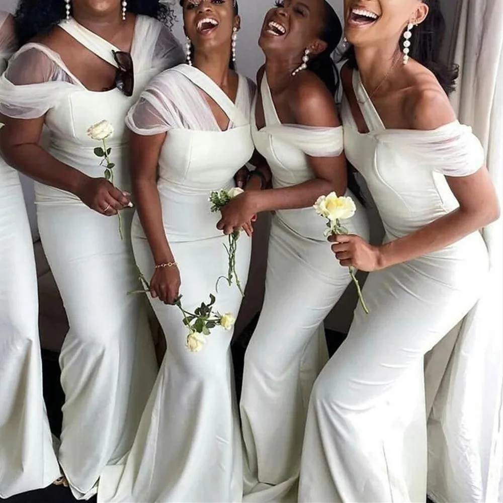 2022 African Black Girls Bridesmaid Dresses New Sexy Mermaid White Satin Long Wedding Party Dress Women Formal Gowns Custom
2022 African Black Girls Bridesmaid Dresses New Sexy Mermaid White Satin Long Wedding Party Dress Women Formal Gowns Custom