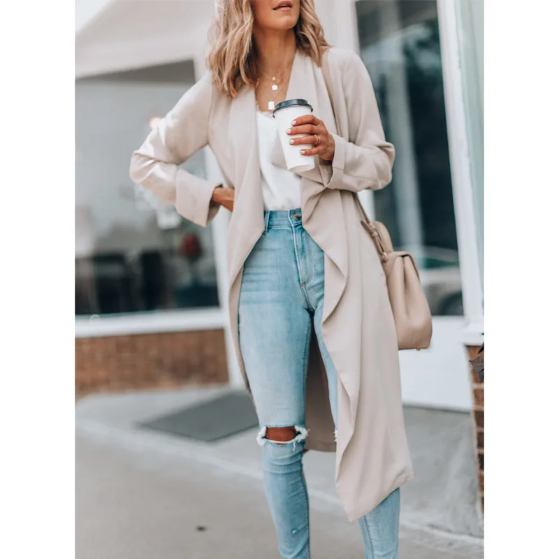 Women's 2022 autumn and winter lapel solid color long casual windbreaker women's coat
Women's 2022 autumn and winter lapel solid color long casual windbreaker women's coat