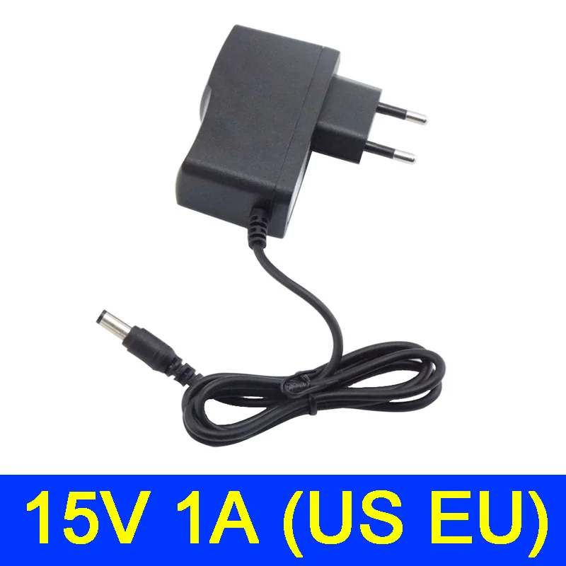 

AC 100V-240V DC Power supply Adapter plug Converter 15V 1A 1000ma For LED Strip Light CCTV Charger Switch 5.5mmx2.5mm US/EU plug