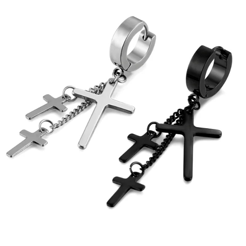 New Gothic Big Dangling Cross Earrings Women Stainless Steel Metal Chain Tassel Drop Earring Hoop Men Punk Jewelry
New Gothic Big Dangling Cross Earrings Women Stainless Steel Metal Chain Tassel Drop Earring Hoop Men Punk Jewelry