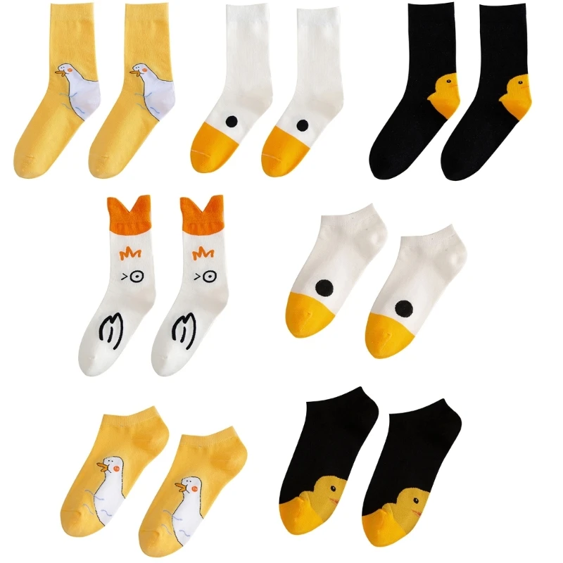 

Novelty Funny Fancy Socks Casual Crazy Socks Cartoon Duck Pattern High Ankle Socks Hand Painted Couples Socks