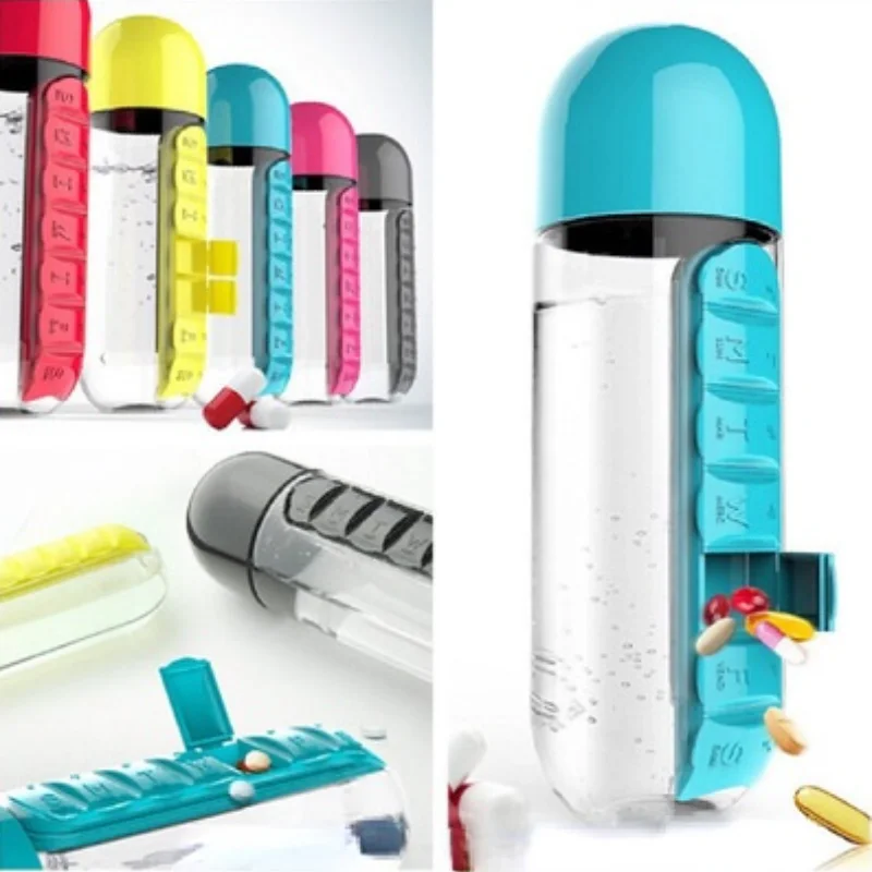 2 in 1 600ml Seven Days Pill Box Water Cup Sports Plastic Water Bottle Drinking Bottles Leak-Proof Bottle Tumbler Outdoor
2 in 1 600ml Seven Days Pill Box Water Cup Sports Plastic Water Bottle Drinking Bottles Leak-Proof Bottle Tumbler Outdoor