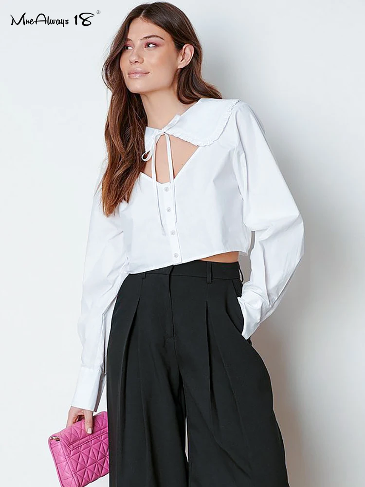 Mnealways18 Frill White Blouse Women Elegant Hollow Out Female Shirts Detachable Peter Pan Collar Chic Tops Ladies Long Sleeve
Mnealways18 Frill White Blouse Women Elegant Hollow Out Female Shirts Detachable Peter Pan Collar Chic Tops Ladies Long Sleeve