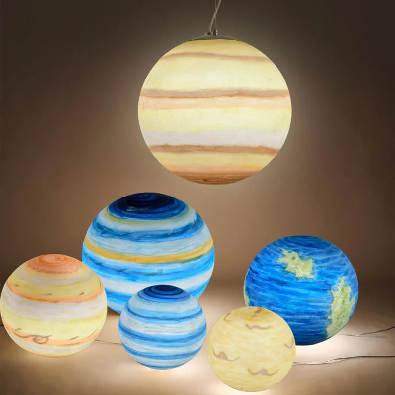 

Nordic Creative Universe Planet Acrylic Pendant Light Moon Sun Earth Mars Uranus Mercury Jupiter Saturn Planet Chirld Room Lamps