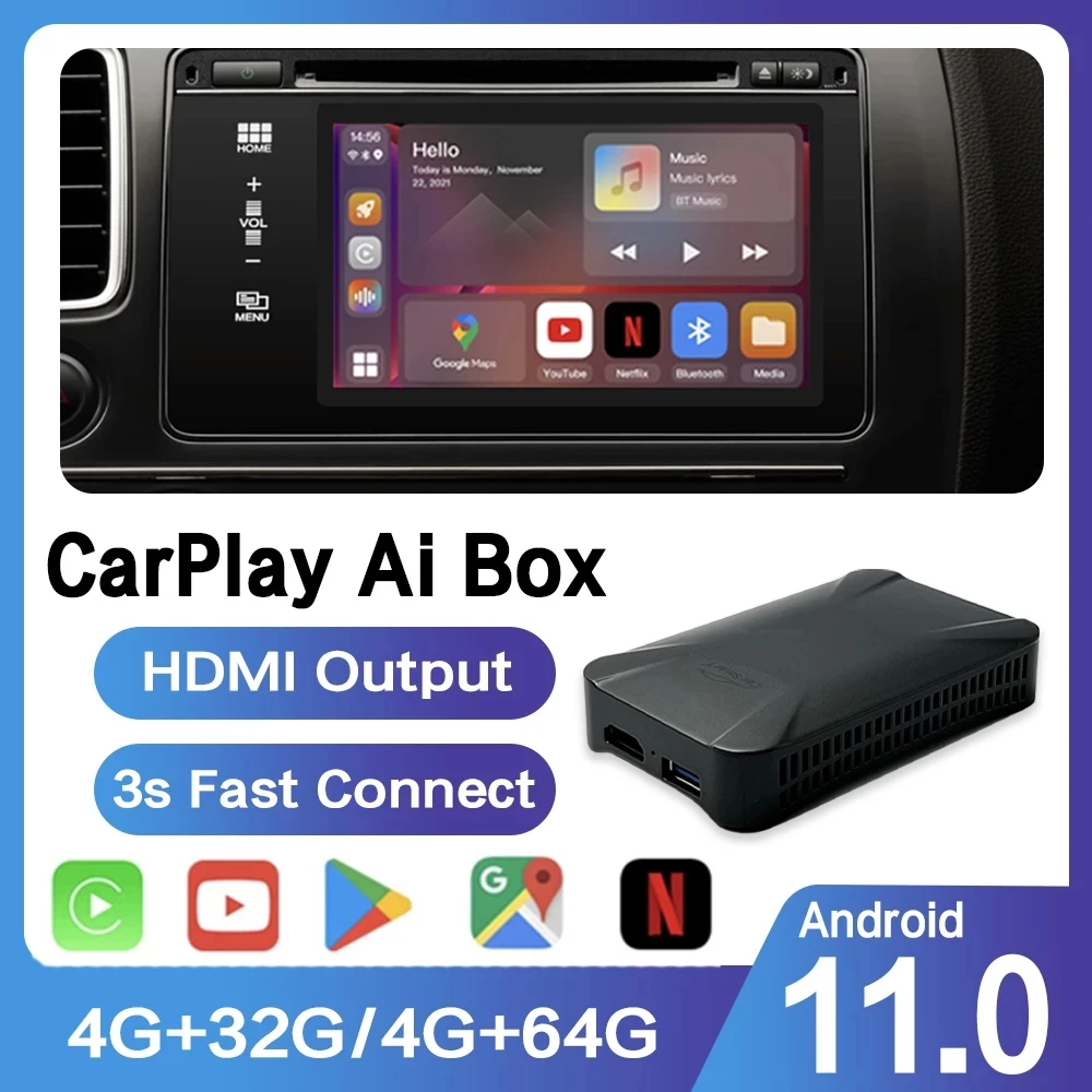 Carplay Ai Box Mini Android 9,0 Car play Smart Box 4 + 64G беспроводное зеркальное соединение для Volvo Ford Benz VW автомобильный мультимедийный плеер Mazda
Carplay Ai Box Mini Android 9,0 Car play Smart Box 4 + 64G беспроводное зеркальное соединение для Volvo Ford Benz VW автомобильный мультимедийный плеер Mazda