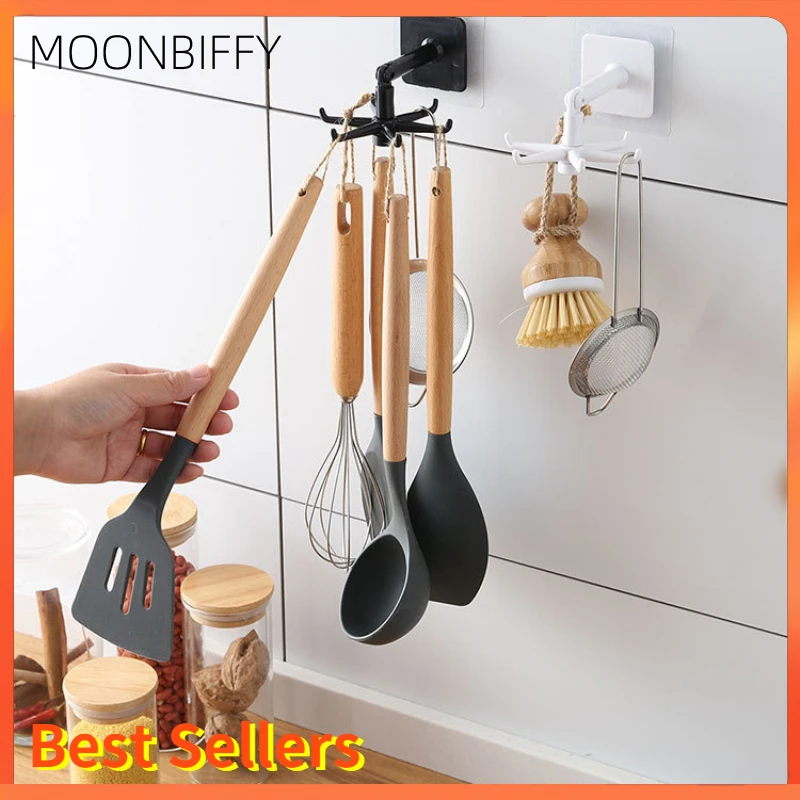 360 Degrees Rotated Kitchen Hooks Waterproof Self Adhesive 6 Hooks Wall Hook Clothes Towel Hanging Rack Bath Home Accessories
360 Degrees Rotated Kitchen Hooks Waterproof Self Adhesive 6 Hooks Wall Hook Clothes Towel Hanging Rack Bath Home Accessories