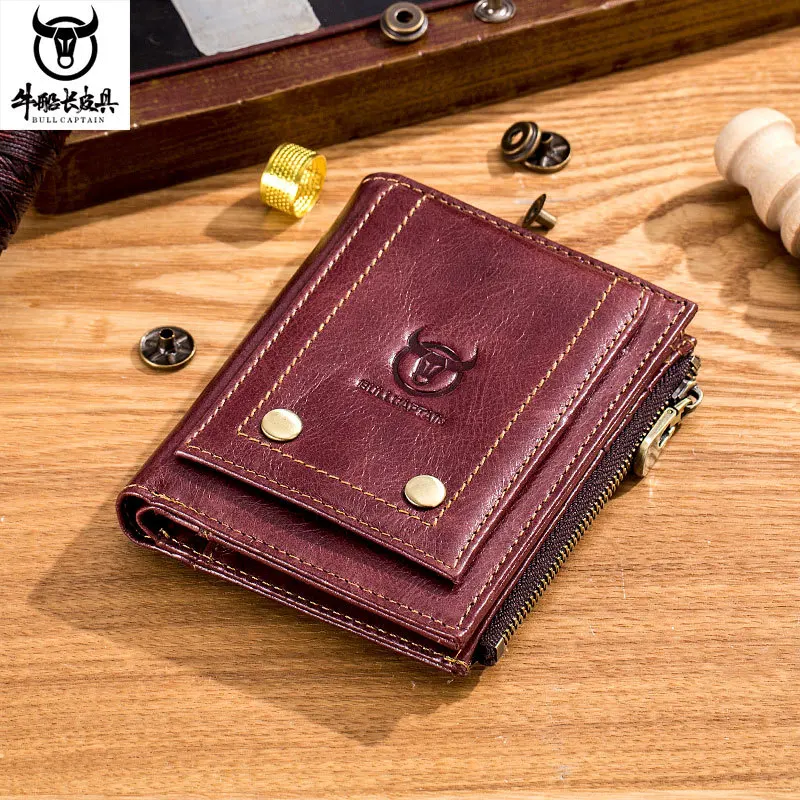 BULLCAPTAIN Genuine Leather Men Wallet Coin Purse Small Mini Rifd Card Holder High Quality Hardware Pull Card Wallet's
BULLCAPTAIN Genuine Leather Men Wallet Coin Purse Small Mini Rifd Card Holder High Quality Hardware Pull Card Wallet's