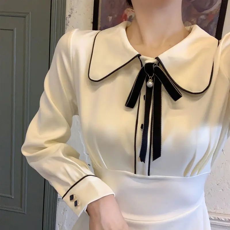 Korean Preppy Style Solid Long Sleeve Bow Peter Pan Collar Dress Women's Clothing 2022 Spring Autumn French Vintage Midi Dresses
Korean Preppy Style Solid Long Sleeve Bow Peter Pan Collar Dress Women's Clothing 2022 Spring Autumn French Vintage Midi Dresses