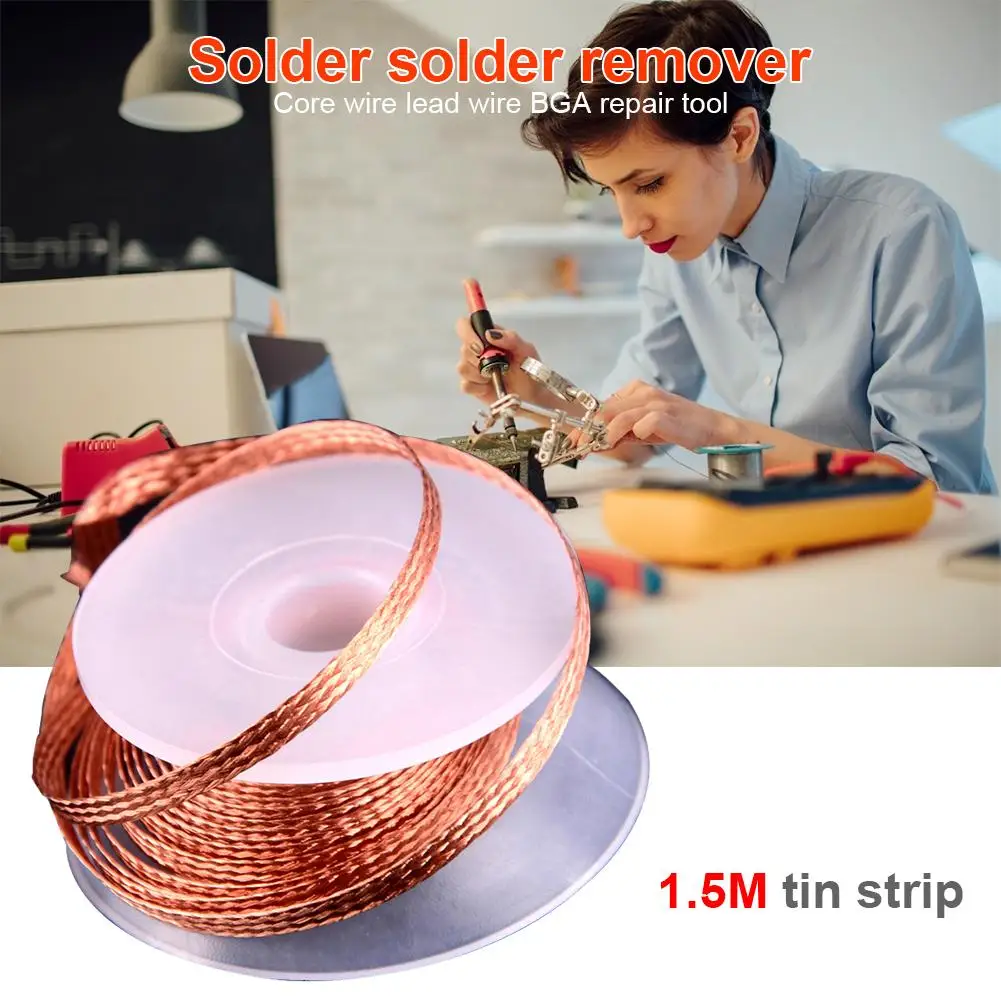 2mm 2.5mm 3mm 3.5mm Width 1.5M Length Desoldering Braid Welding Solder Remover Wick Wire Lead Cord Flux BGA Repair Tool
2mm 2.5mm 3mm 3.5mm Width 1.5M Length Desoldering Braid Welding Solder Remover Wick Wire Lead Cord Flux BGA Repair Tool