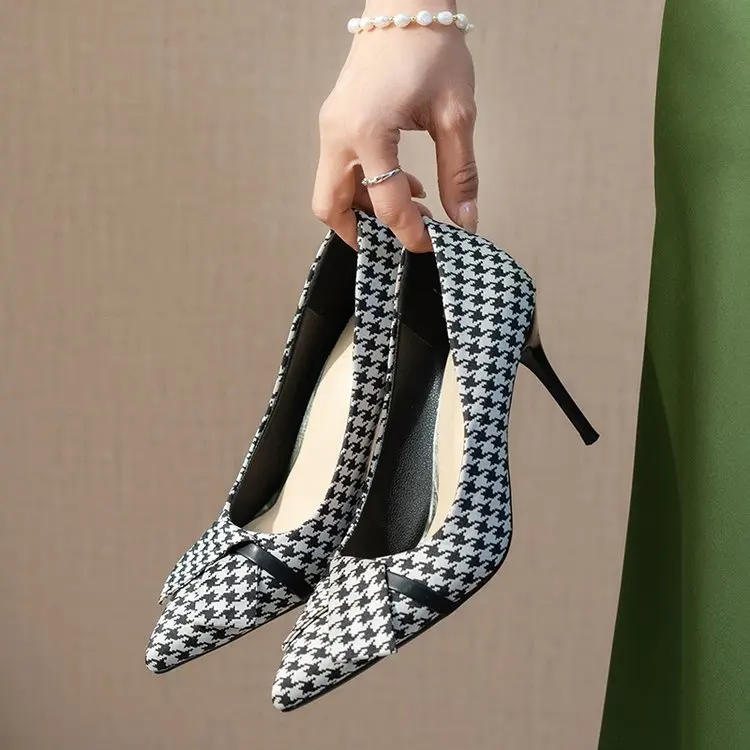 Elegant Office Ladies High Heels Houndstooth Print Fashion Pointed Shallow Womens Heels
Elegant Office Ladies High Heels Houndstooth Print Fashion Pointed Shallow Womens Heels