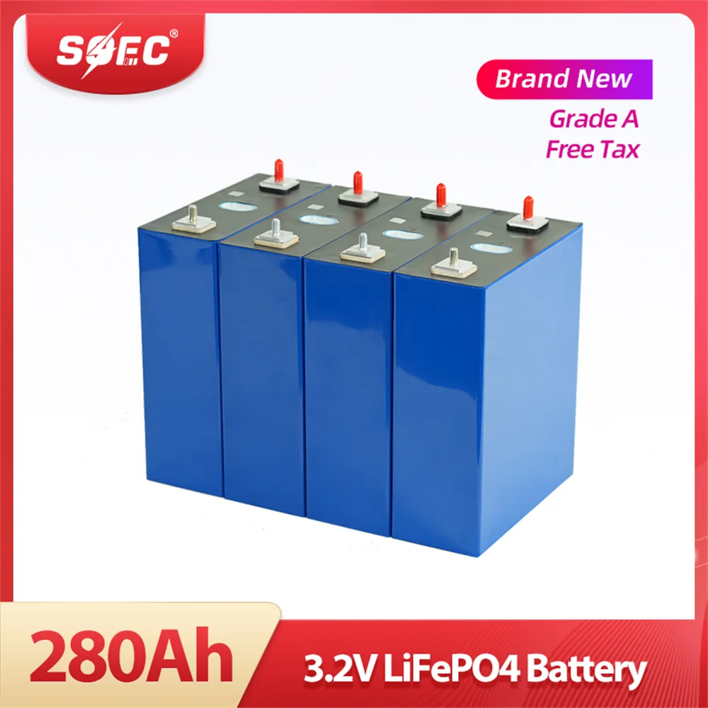 SOEC 3.2V LiFePO4 280Ah Lithium Iron Phosphate Solar Cell Rechargeable Battery Pack 12V 24V 48V Grade A Lifepo4 Battery TAX FREE
SOEC 3.2V LiFePO4 280Ah Lithium Iron Phosphate Solar Cell Rechargeable Battery Pack 12V 24V 48V Grade A Lifepo4 Battery TAX FREE