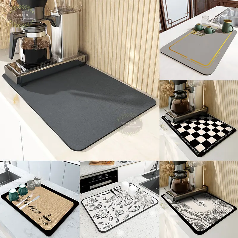

Napa Skin Drain Pad Dish Drying Mat Tableware Coffee Bottle Rugs Rubber Super Absorbent Kitchen Dinnerware Placemat Bath Carpet
