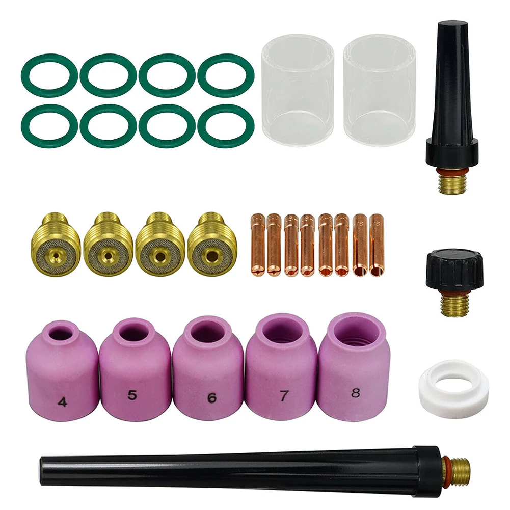 31 Pcs TIG Gas Lens Collet Body #10 Pyrex Cup Kit For WP 9 20 25 Welding Torch TIG Welding Consumables Accessories
31 Pcs TIG Gas Lens Collet Body #10 Pyrex Cup Kit For WP 9 20 25 Welding Torch TIG Welding Consumables Accessories