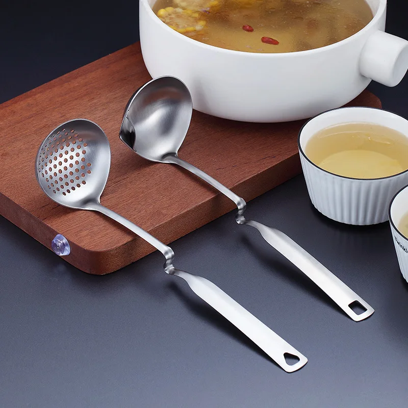 

Kitchen 304 Stainless Steel Spoons Long Handle Cooking Colander Scoop Skimmer Oil Filter Spoon Grease Oil Soup Separate Spoon