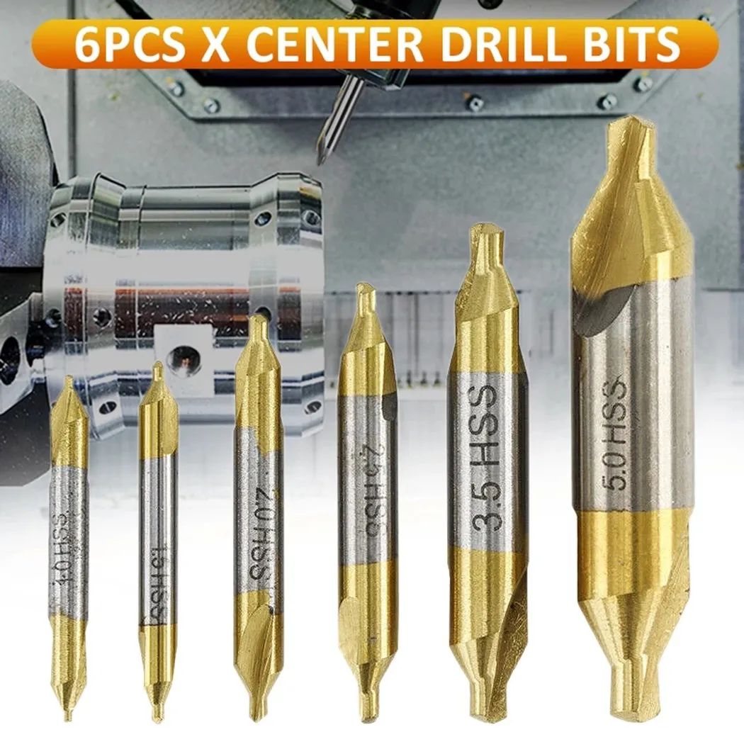 6pcs 60 Degree Titanium Coating Center Drill Bit Hole Cutter 1/1.5/2/2.5/3.5/5mm For Positioning Chamfering Before Drilling
6pcs 60 Degree Titanium Coating Center Drill Bit Hole Cutter 1/1.5/2/2.5/3.5/5mm For Positioning Chamfering Before Drilling
