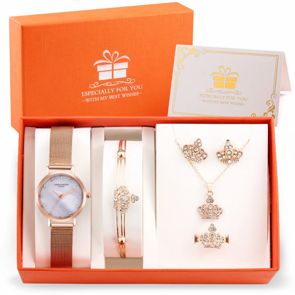 2022 Hot Selling Women's Business Leisure Watch Jewelry Set Crown Jewelry Luxury Quartz Wristwatch Gift Sets for Girlfriend Wife 
2022 Hot Selling Women's Business Leisure Watch Jewelry Set Crown Jewelry Luxury Quartz Wristwatch Gift Sets for Girlfriend Wife