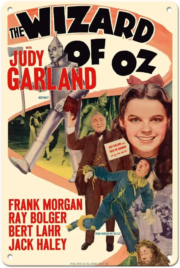The Wzrd of Oz - Strrng Judy Grlnd Vntge Flm Move Плакат c.1949-8 x 12 nch Metl Tn Sgn