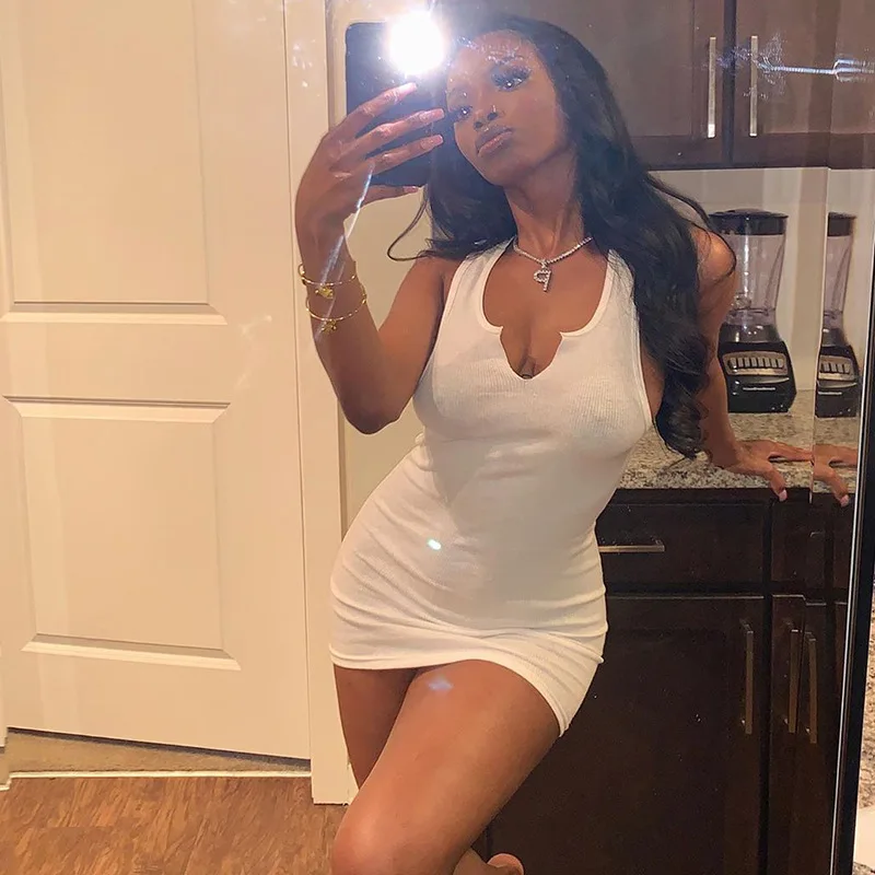 cotton sleeveless v-neck women dress elastic fitness fashion solid white skinny bodycon mini dresses streetwear outfits
cotton sleeveless v-neck women dress elastic fitness fashion solid white skinny bodycon mini dresses streetwear outfits
