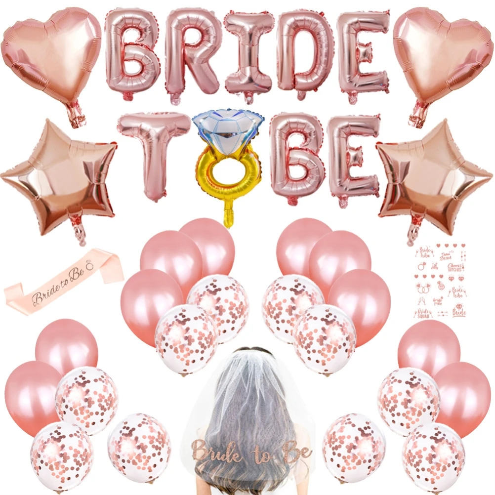 Bachelorette Party Decorations Bridal Shower Decorations Set Bride to Be Sash Latex Aluminum Film Balloons Veil Tattoo Stickers
Bachelorette Party Decorations Bridal Shower Decorations Set Bride to Be Sash Latex Aluminum Film Balloons Veil Tattoo Stickers