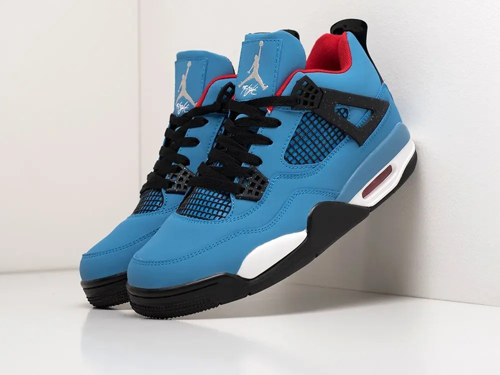 Кроссовки Nike x Travis Scott Air Jordan 4 Голубой Демисезон Мужской | Обувь