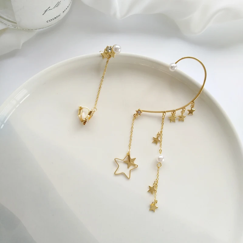 Korean Fashion Asymmetric Stars Pearl Ear Cuff for Women Brincos Butterfly Chain Tassel Earrings Crystal Students Stud Earrings 
Korean Fashion Asymmetric Stars Pearl Ear Cuff for Women Brincos Butterfly Chain Tassel Earrings Crystal Students Stud Earrings