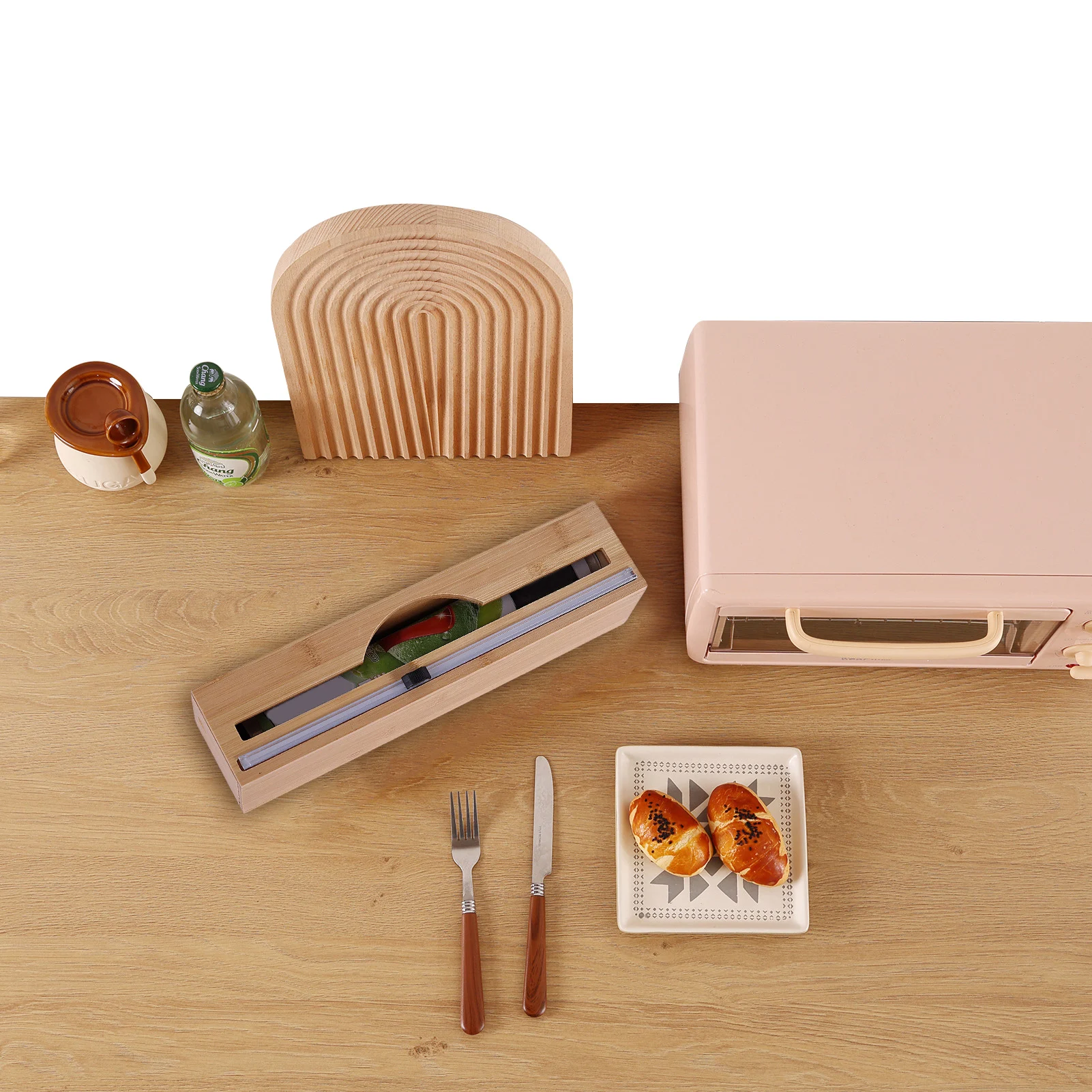 Wrap Dispenser Cutter Foil Plastics Organizer Food Cling Film Drawer Aluminum Slide Bamboo Reusable Smoothly Cutting Holder 
Wrap Dispenser Cutter Foil Plastics Organizer Food Cling Film Drawer Aluminum Slide Bamboo Reusable Smoothly Cutting Holder