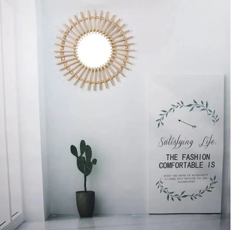 Creative rattan Decorative mirrors Simple pastoral round wall mirror bathroom weaving Mirror led makeup
Creative rattan Decorative mirrors Simple pastoral round wall mirror bathroom weaving Mirror led makeup