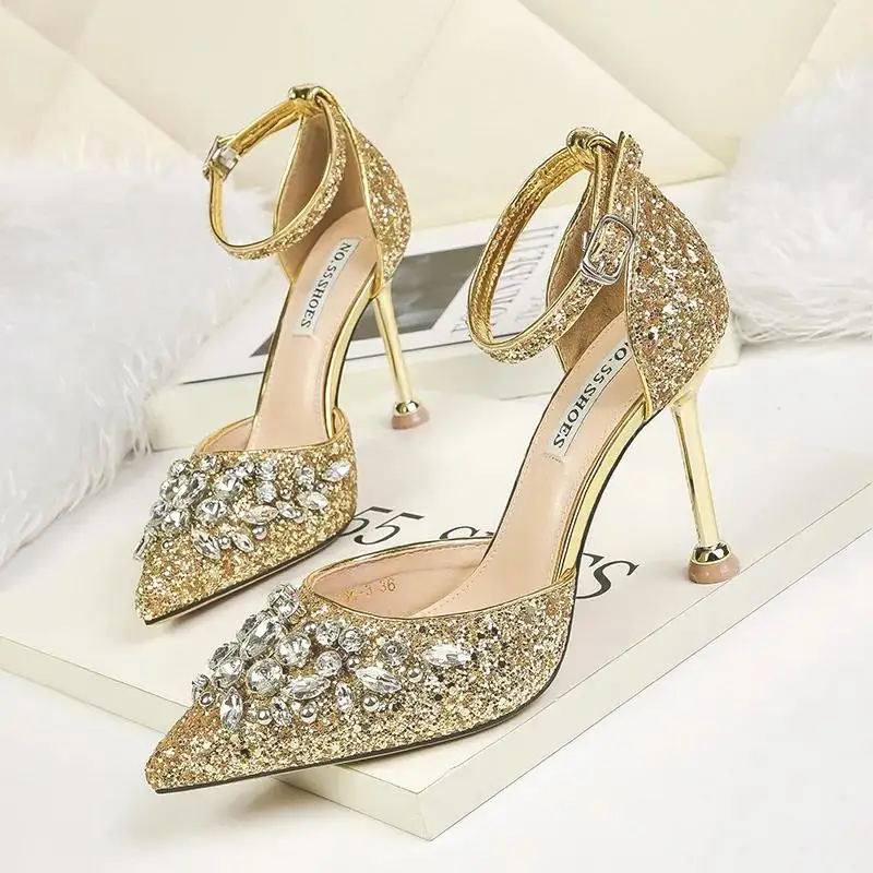 Zapatos Femininas Women Fashion Golden High Quality Buckle Strap High Heel Shoes Lady Black Crystal Glitter Heel Pumps G106
Zapatos Femininas Women Fashion Golden High Quality Buckle Strap High Heel Shoes Lady Black Crystal Glitter Heel Pumps G106