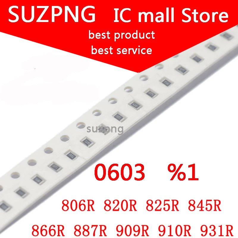100pcs 0603 1% SMD resistor 806R 820R 825R 845R 866R 887R 909R 910R 931R in Stock
100pcs 0603 1% SMD resistor 806R 820R 825R 845R 866R 887R 909R 910R 931R in Stock