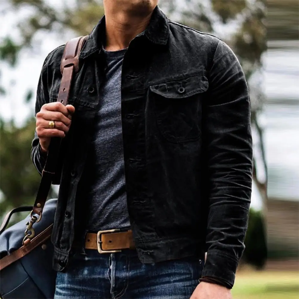 Men Fall Jacket Turn-down Collar Single-breasted Buttons Pockets Long Sleeves Soft Men Vintage Coat
Men Fall Jacket Turn-down Collar Single-breasted Buttons Pockets Long Sleeves Soft Men Vintage Coat