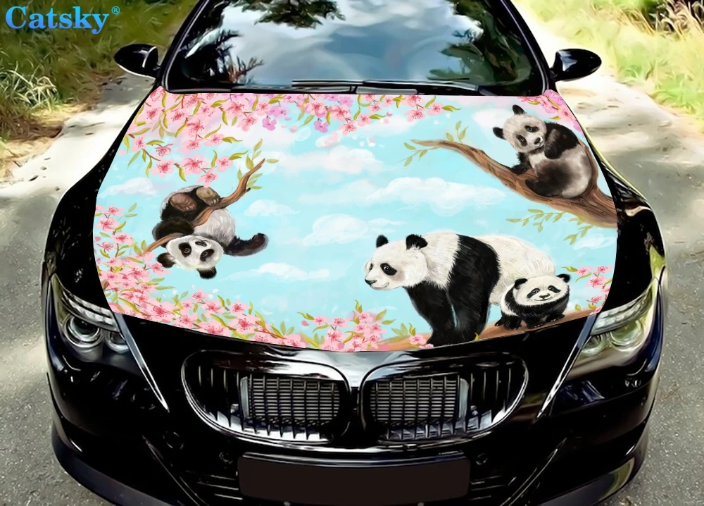

Наклейка в виде панды, детской, панды, автомобильные напольные коврики, наклейка на капот автомобиля, Виниловая наклейка на капот, полноцветная графическая наклейка