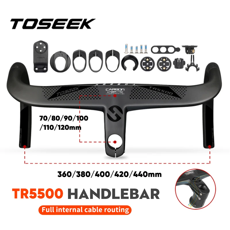 TOSEEK TR5500 T800 Carbon Integrated Handlebar Full Internal Cable Routing Road Bike Handlebar Bicycle Drop Bar Cycling Parts
TOSEEK TR5500 T800 Carbon Integrated Handlebar Full Internal Cable Routing Road Bike Handlebar Bicycle Drop Bar Cycling Parts