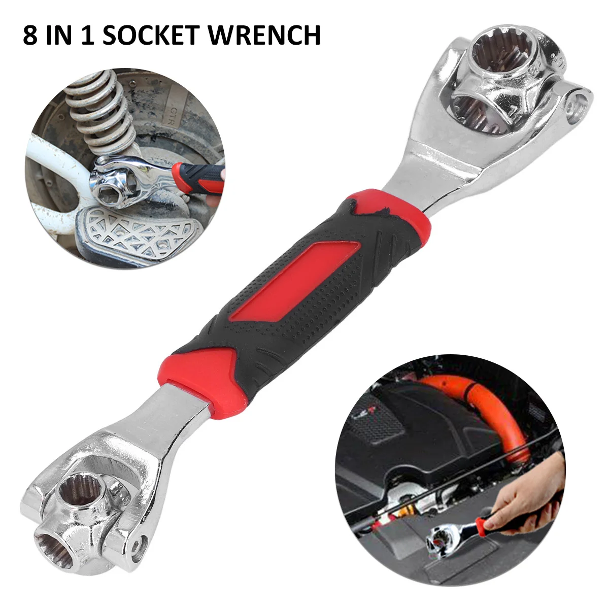Socket Wrench Universal Wrench Multifunction Wrench Tool with 360 Degree Rotating Head Bike Motorcycle Car Repair Spanner Tool
Socket Wrench Universal Wrench Multifunction Wrench Tool with 360 Degree Rotating Head Bike Motorcycle Car Repair Spanner Tool