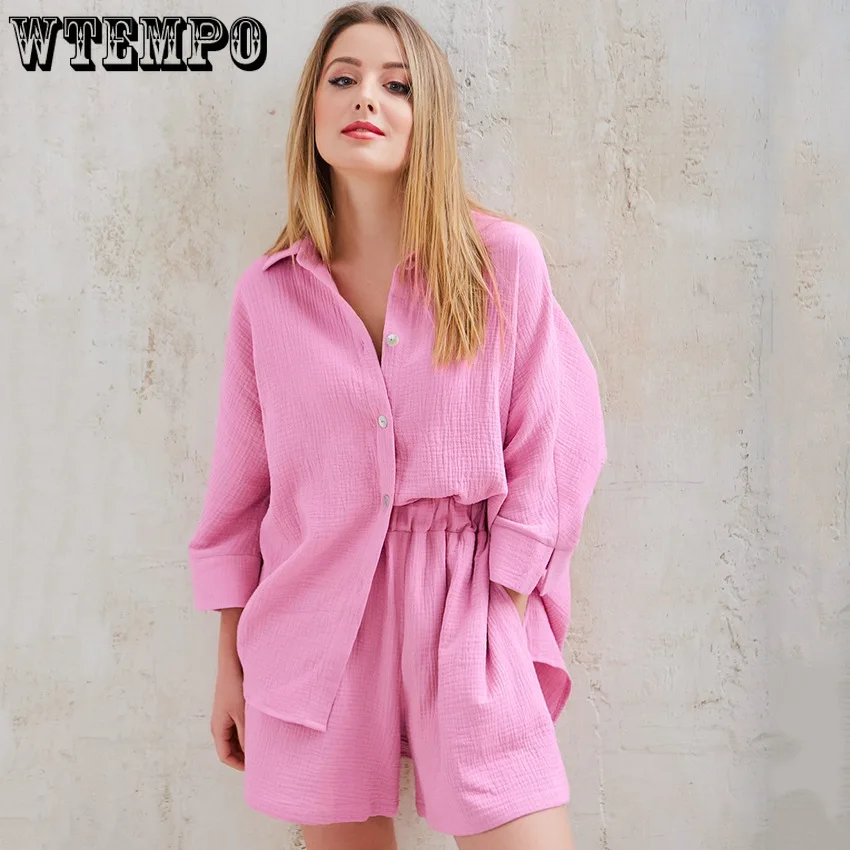 2PCS Women's V-neck Blouse Elastic Waist with Pockets Shorts Two Piece Set Solid Fashion Suit Tracksuit Pajamas Cardigan Sets
2PCS Women's V-neck Blouse Elastic Waist with Pockets Shorts Two Piece Set Solid Fashion Suit Tracksuit Pajamas Cardigan Sets