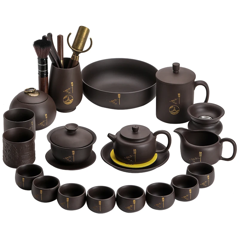 Purple Sand Tea Set High-End Teapot Cover Teacup Ceramic Home Living Room Kung Fu Light Luxury Gift Set
Purple Sand Tea Set High-End Teapot Cover Teacup Ceramic Home Living Room Kung Fu Light Luxury Gift Set