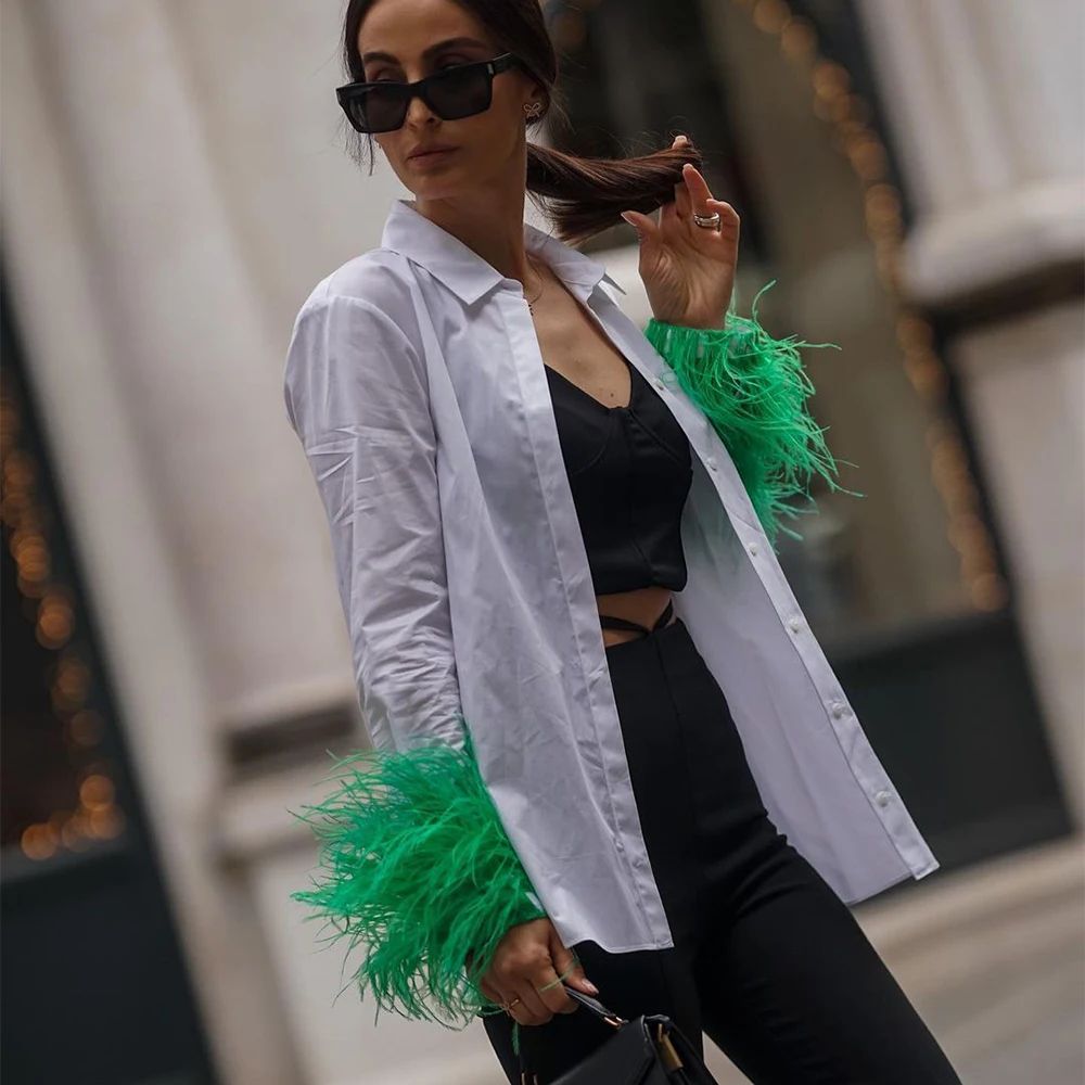 Женские блузки с зелеными перьями на манжетах, женская одежда с длинным рукавом, белые элегантные женские блузки, топы, рубашки для женщин, Т...
Женские блузки с зелеными перьями на манжетах, женская одежда с длинным рукавом, белые элегантные женские блузки, топы, рубашки для женщин, Т...