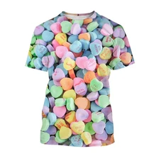 Summer Mens and Womens Fashion T-Shirts 3D T-Shirts Candy Chocolate Casual 3D Printing Short Sleeve T-Shirts