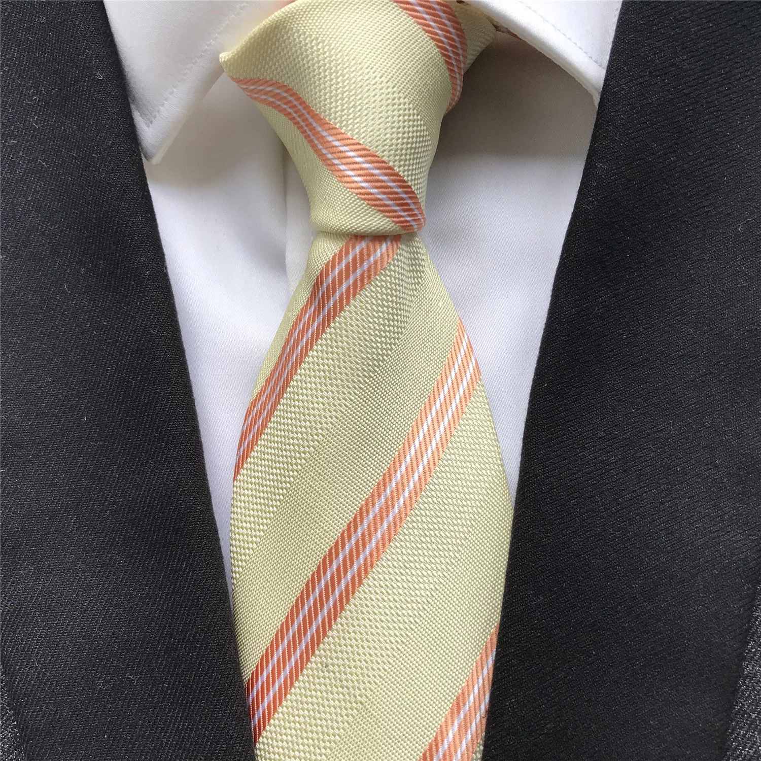 10 cm Width New Design Men's Ties Jacquard Woven Neck Tie Lavender Yellow with Orange Diagonal Stripes Gravata Neckties
10 cm Width New Design Men's Ties Jacquard Woven Neck Tie Lavender Yellow with Orange Diagonal Stripes Gravata Neckties