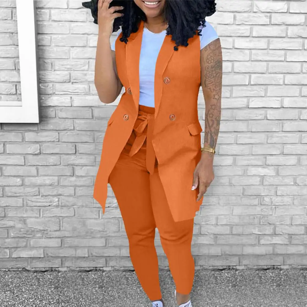 Chic Lady Outfit Set Lapel Lace Up Women Waistcoat Pants Set Turn-down Collar Pockets Women Waistcoat Pants Set for Shopping
Chic Lady Outfit Set Lapel Lace Up Women Waistcoat Pants Set Turn-down Collar Pockets Women Waistcoat Pants Set for Shopping